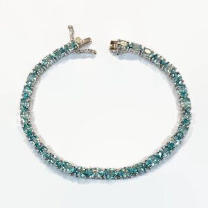 Blue Topaz Bracelet, Sterling Silver, Vintage, Chuck Clemency, STS, Faceted, 8"